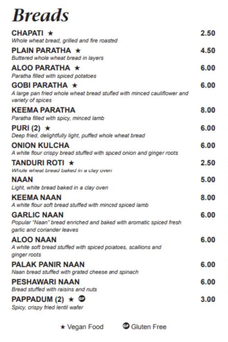 little india waltham - menu > page 1